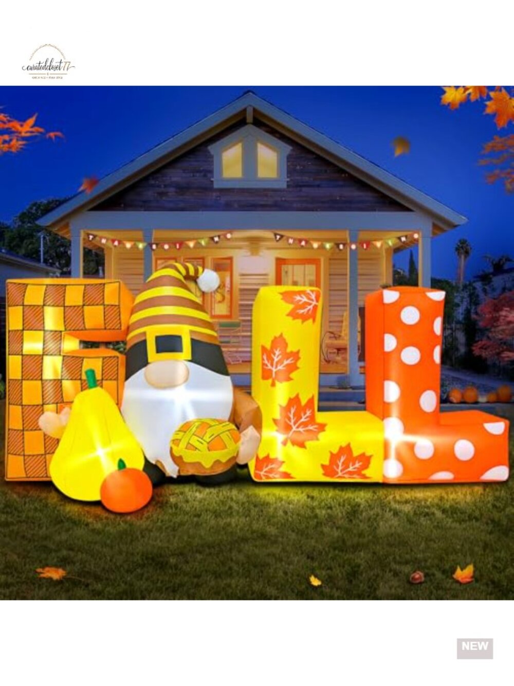 6FT Thanksgiving Inflatable Gnome with LED Lights, Outdoor Yard Decoration,